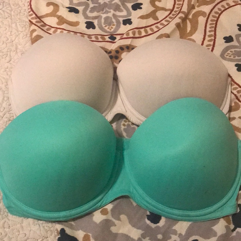 2 Victoria secret PINK strapless bras.